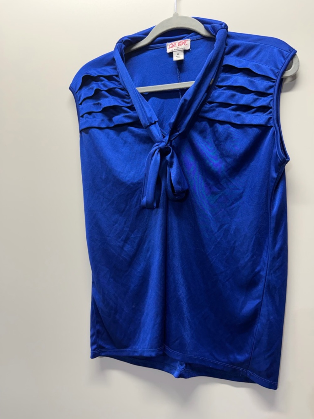 Tie-Neck Sleeveless Top in Royal Blue -